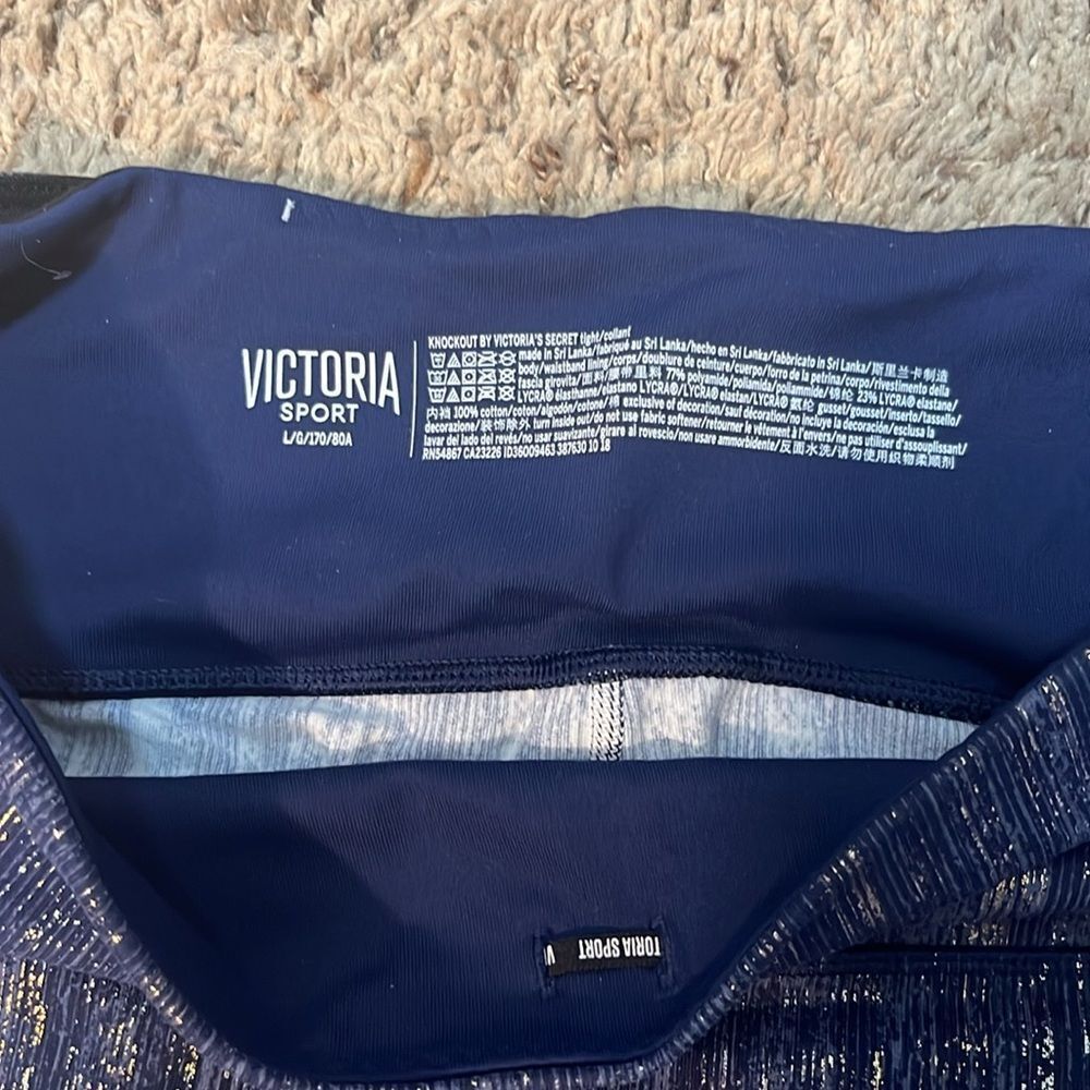 NWOT Victoria's Secret Sparkly Navy Leggings - Picture 3 of 4